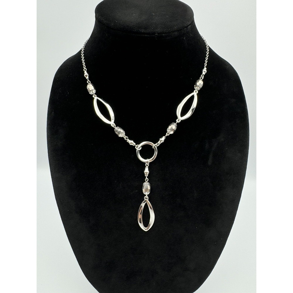 Lia Sophia Beguile Escapade Necklace Y-Drop Silver Tone Glass Bead Necklace